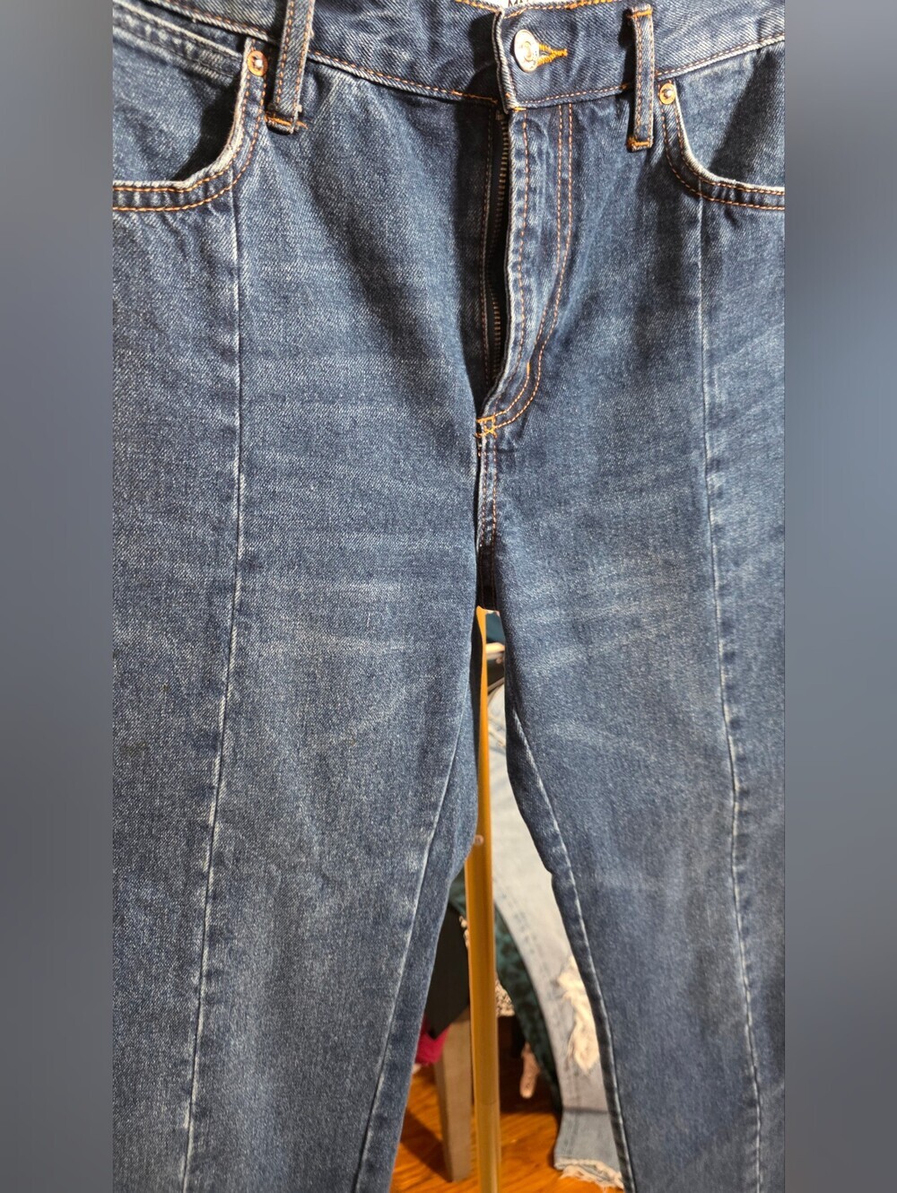 Mango High-Rise Wide Leg Jeans in Medium Blue Denim - Picture 6 of 8